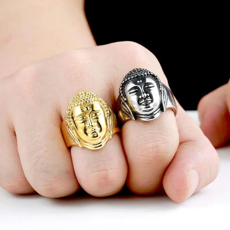 Titanium Steel Buddha Head Ring for Men (Wholesale)