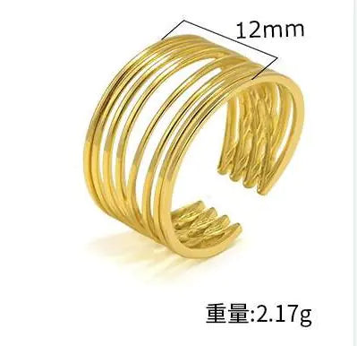Gold Stainless Steel Multi-Band Ring for Women