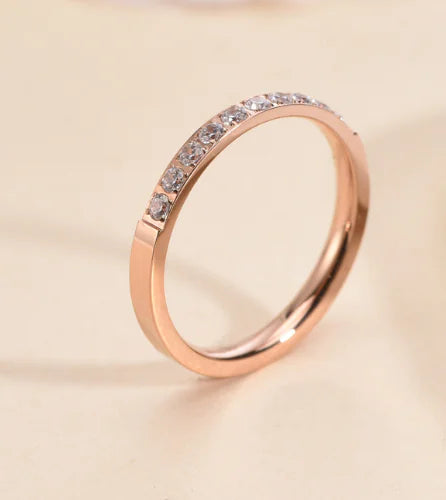 3MM Stainless Steel Zircon Ring for Women