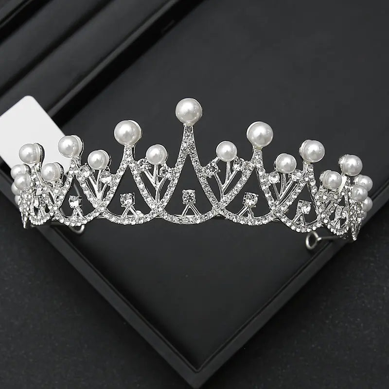 Crown Headpiece with Rhinestones for Weddings and Birthdays