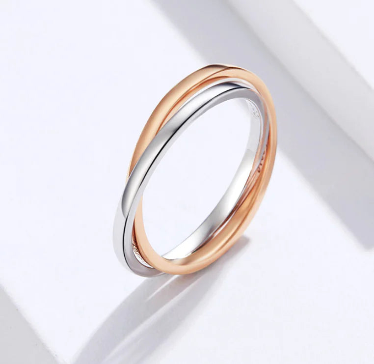 Couple Silver Ring Set - Stacking Rings