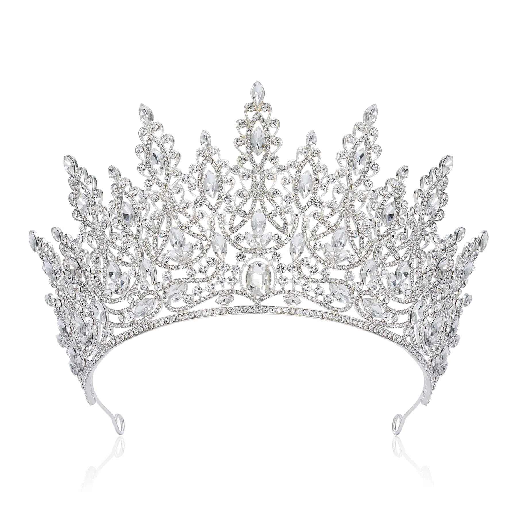 SWEETV Tiara Crown for Women Wedding Tiara for Bride Crystal Princess Headpiece Girls Quinceanera Prom Pageant Crown Diadem Silver
