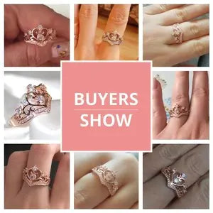 Crown Ring with 18K Gold Plating and Zircon Stones