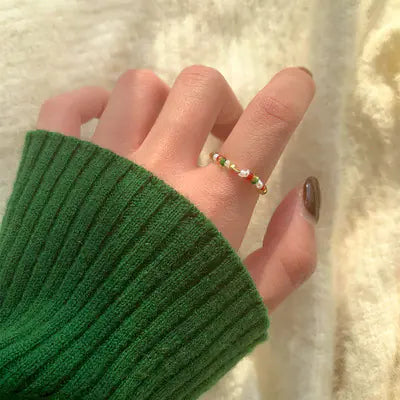 Colored Beaded Ring for Women’s Fashion