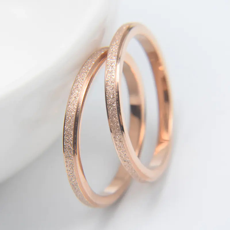 Simple Frosted Stainless Steel Ring for Women