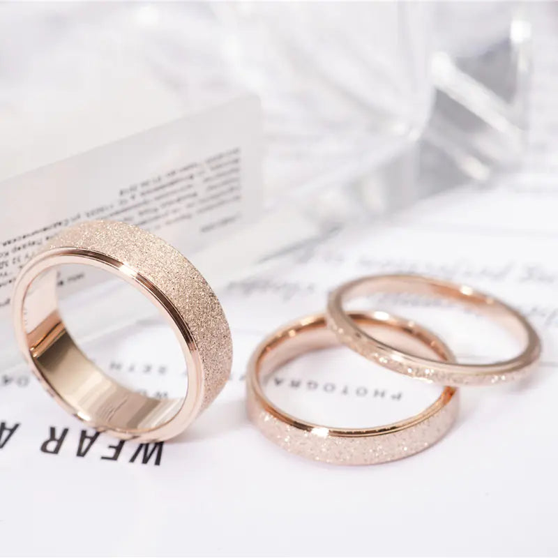 Simple Frosted Stainless Steel Ring for Women
