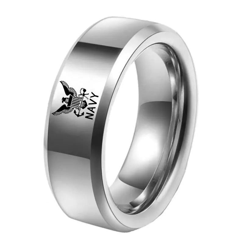 Titanium Steel US Soldier Badge Ring for Men