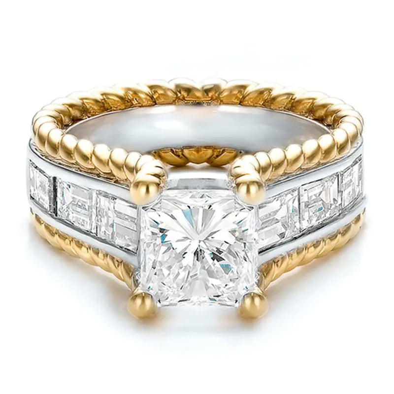 Two-Tone Gold Plated Engagement Ring for Women