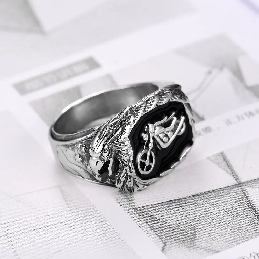 Men's Motorcycle Club Ring with Bold Design