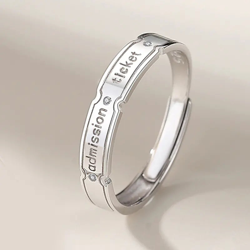 Sterling Silver Simple Letter Couple Ring