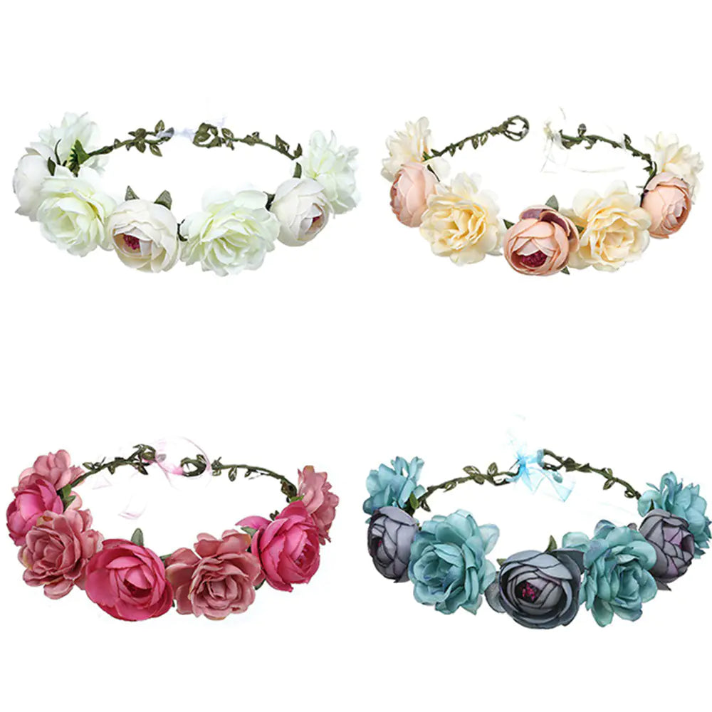 Cross-Border Faux Rose Flower Crown for Photography