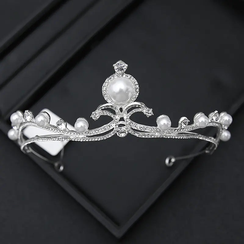 Crown Headpiece with Rhinestones for Weddings and Birthdays