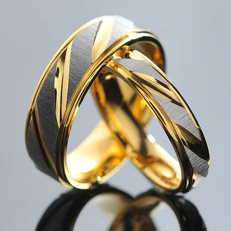 Stainless Steel Couple Rings in Gold Color (Simple Design)