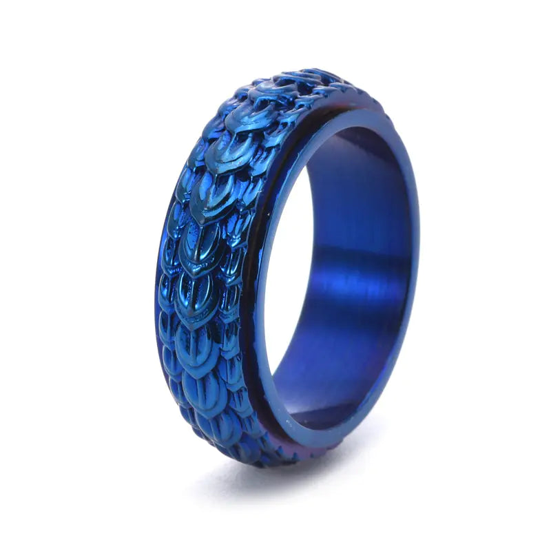 Rotatable Dragon Scale Ring in Titanium Steel for Men