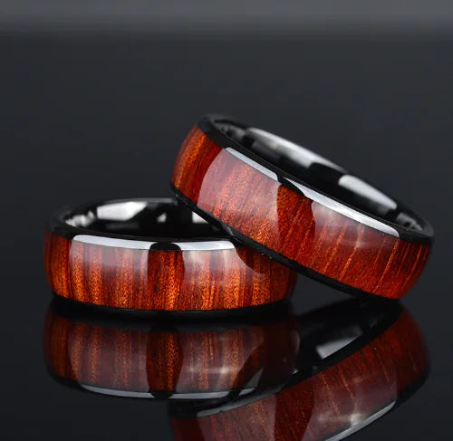 Wood Grain Ring with Stainless Steel Inlay