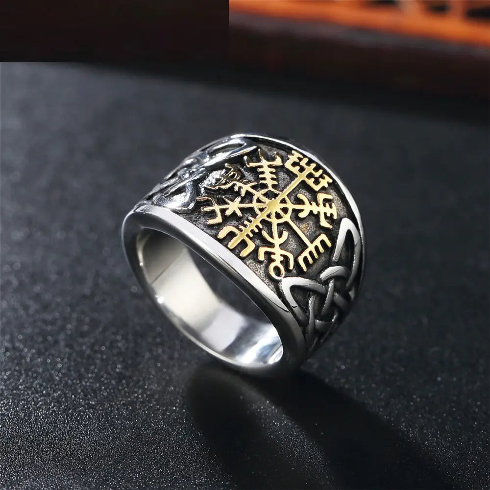 Nordic Viking Men's Titanium Steel Ring in Retro Style