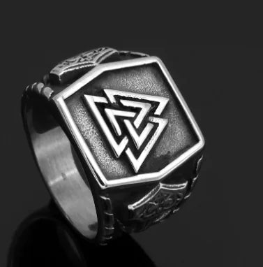 Vintage Viking Triangle Rune Titanium Steel Ring