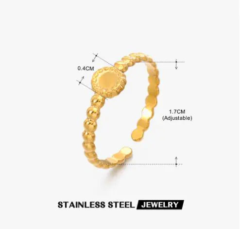 18K Gold-Plated Geometric Open Ring for Women (Single)