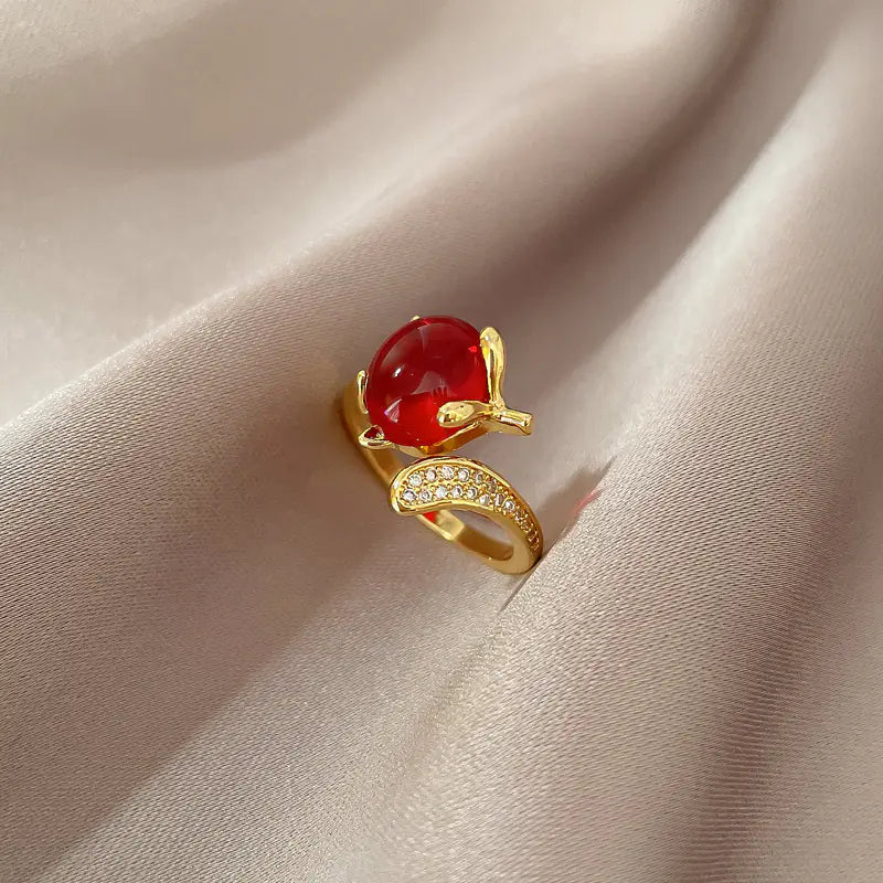 Geometric Design Gold-Plated Diamond Ring for Women