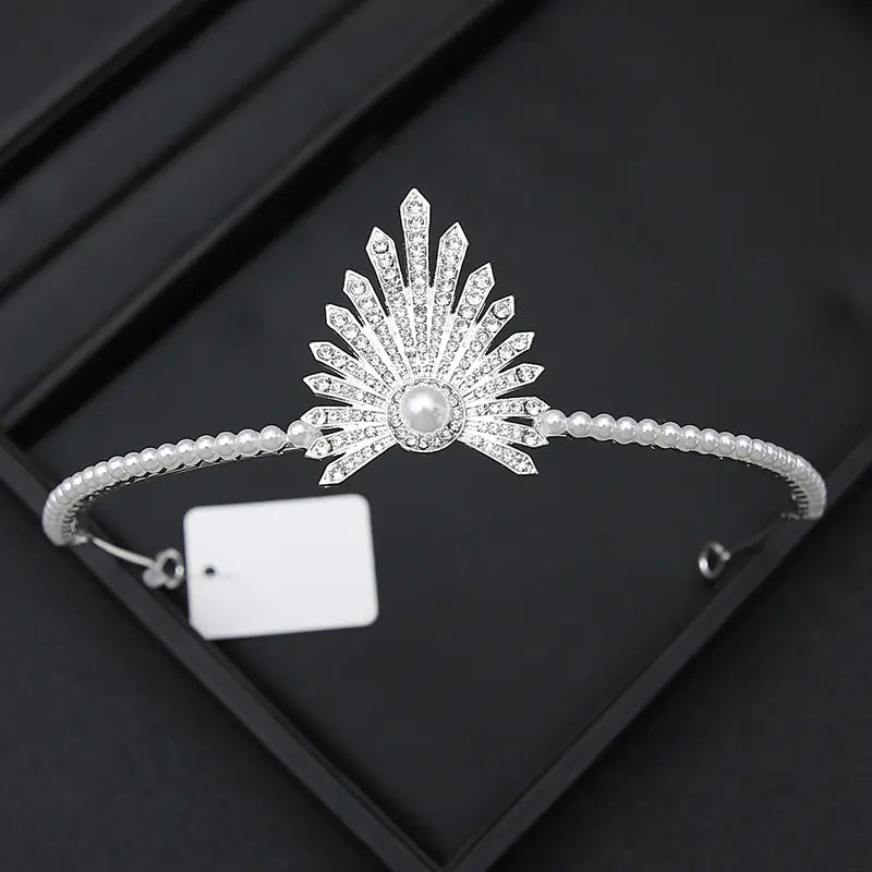 Crown Headpiece with Rhinestones for Weddings and Birthdays