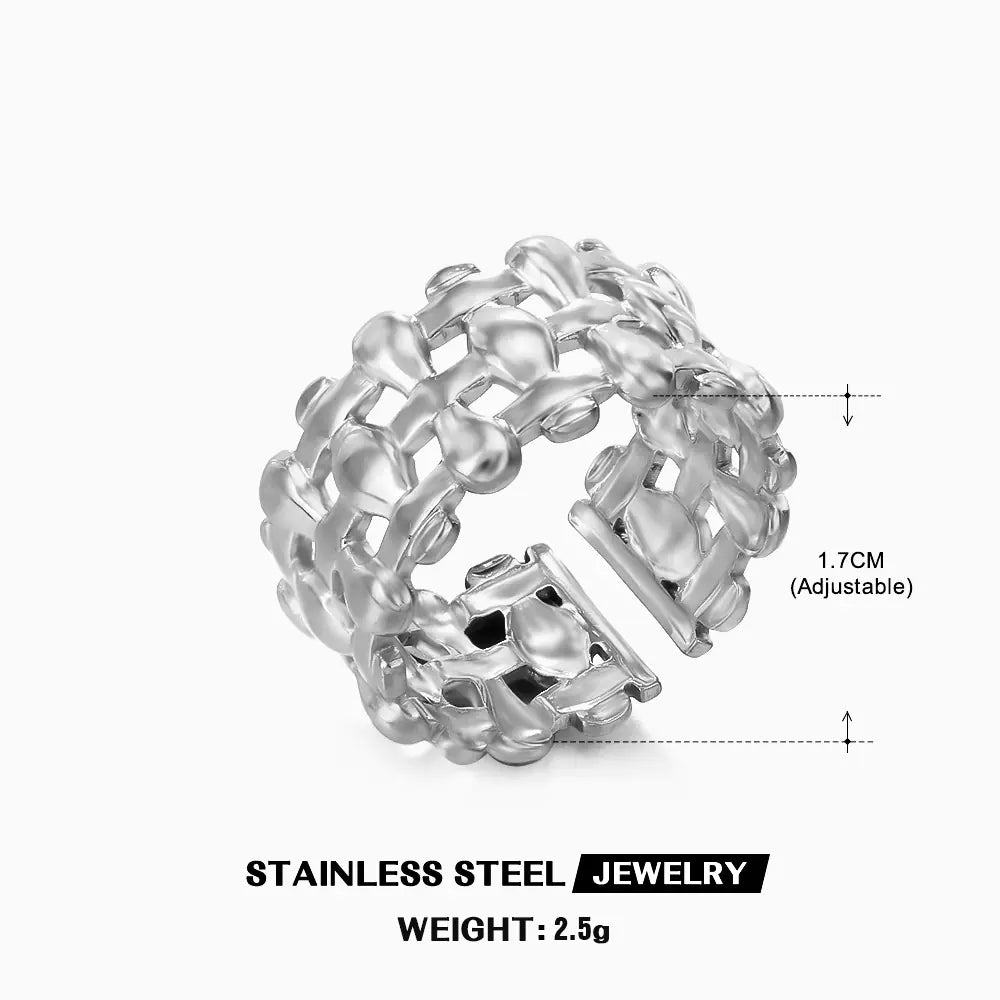 18K Gold Plated Geometric Adjustable Ring for Women