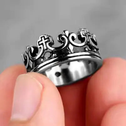 Fashion Titanium Steel Crown Ring - Wholesale HJ-095