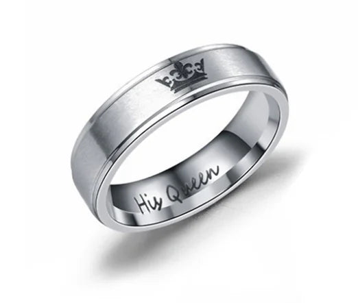 Stainless Steel Couple Rings - His King Her Queen Crown