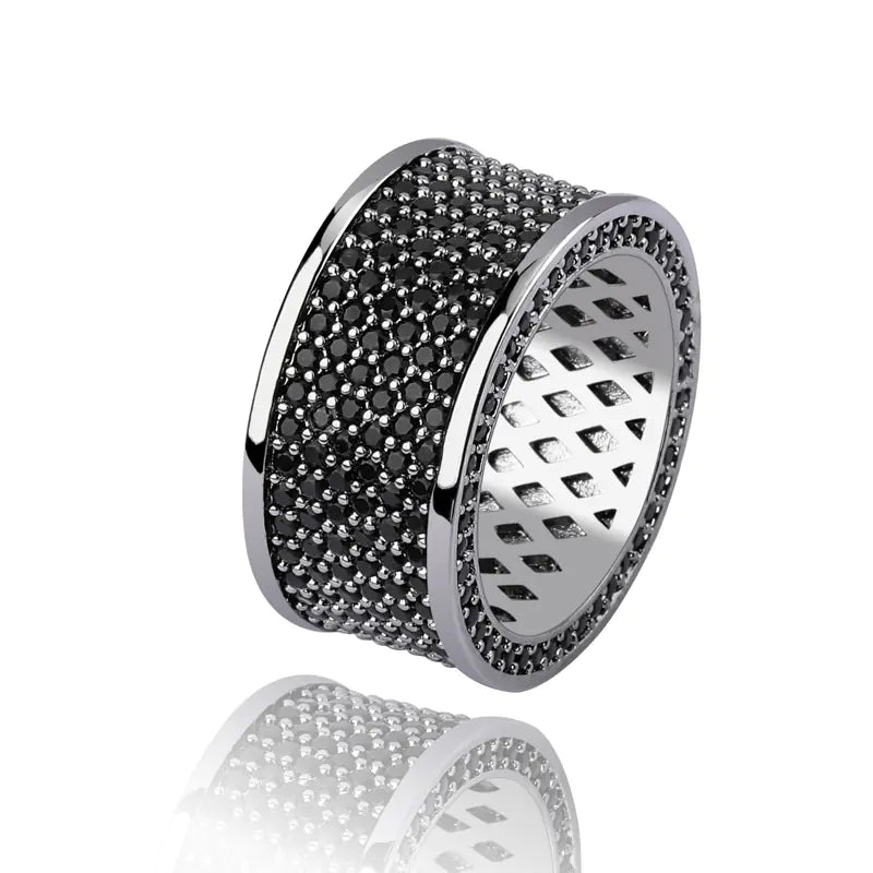Men's Hip Hop Ring with Black Zircon Stone
