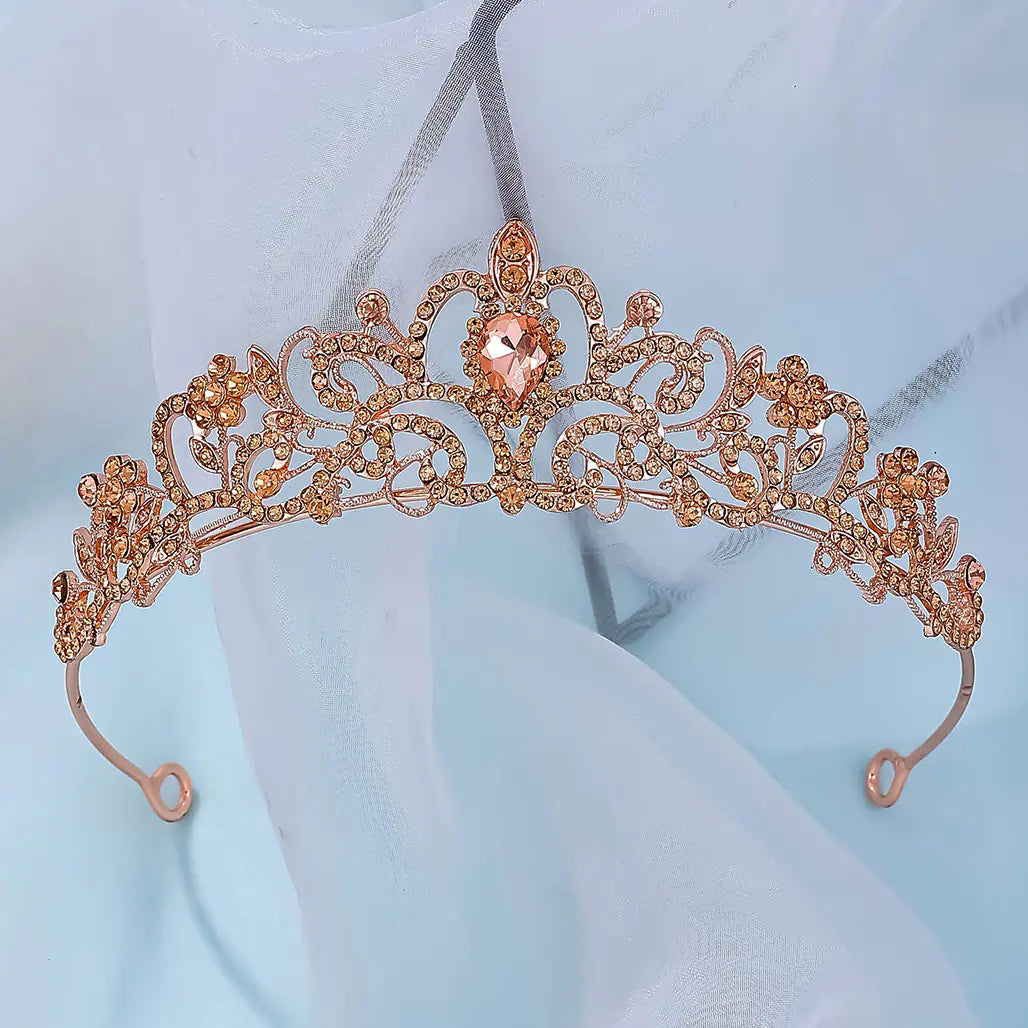 Princess Crown Headband with Rhinestones for Weddings