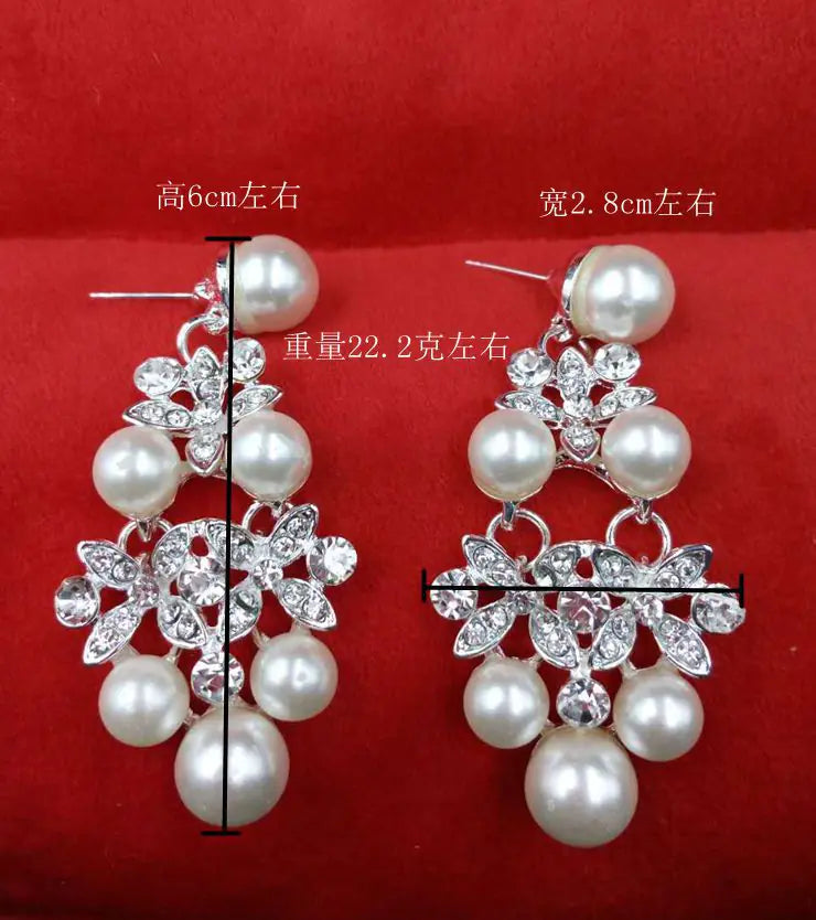 Bridal Jewelry Set with Crown, Necklace, and Flowers