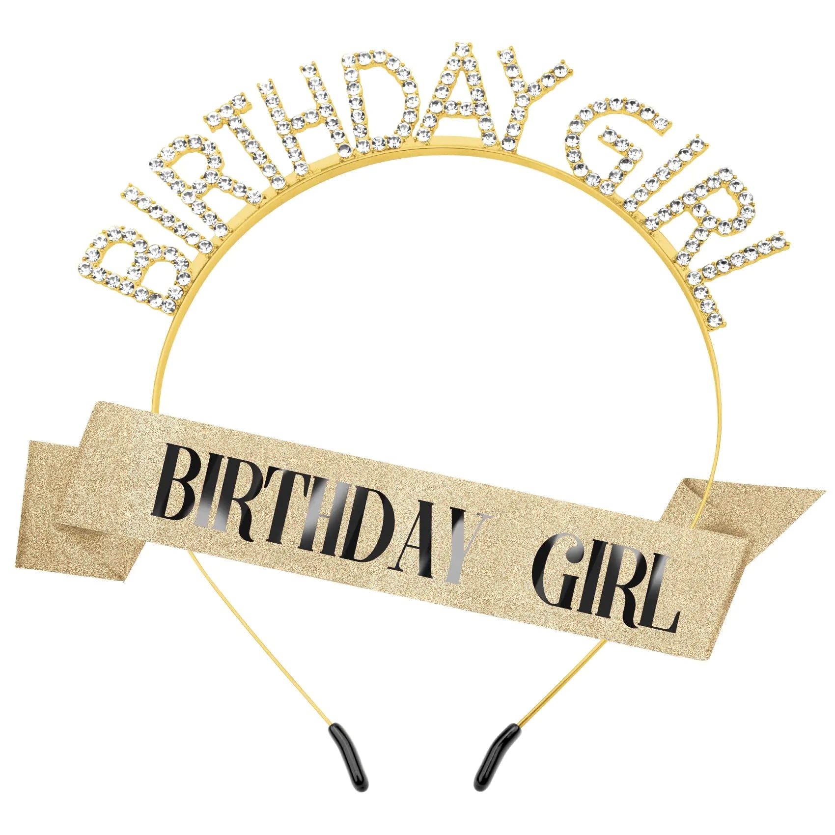 Birthday Sash Birthday Crown for Women Birthday Girl Sash Birthday Girl Crown Glitter Gold Birthday Sash and Crown Rhinestone Headband Set Happy Birthday Girl Princess Tiara Sash Accessories