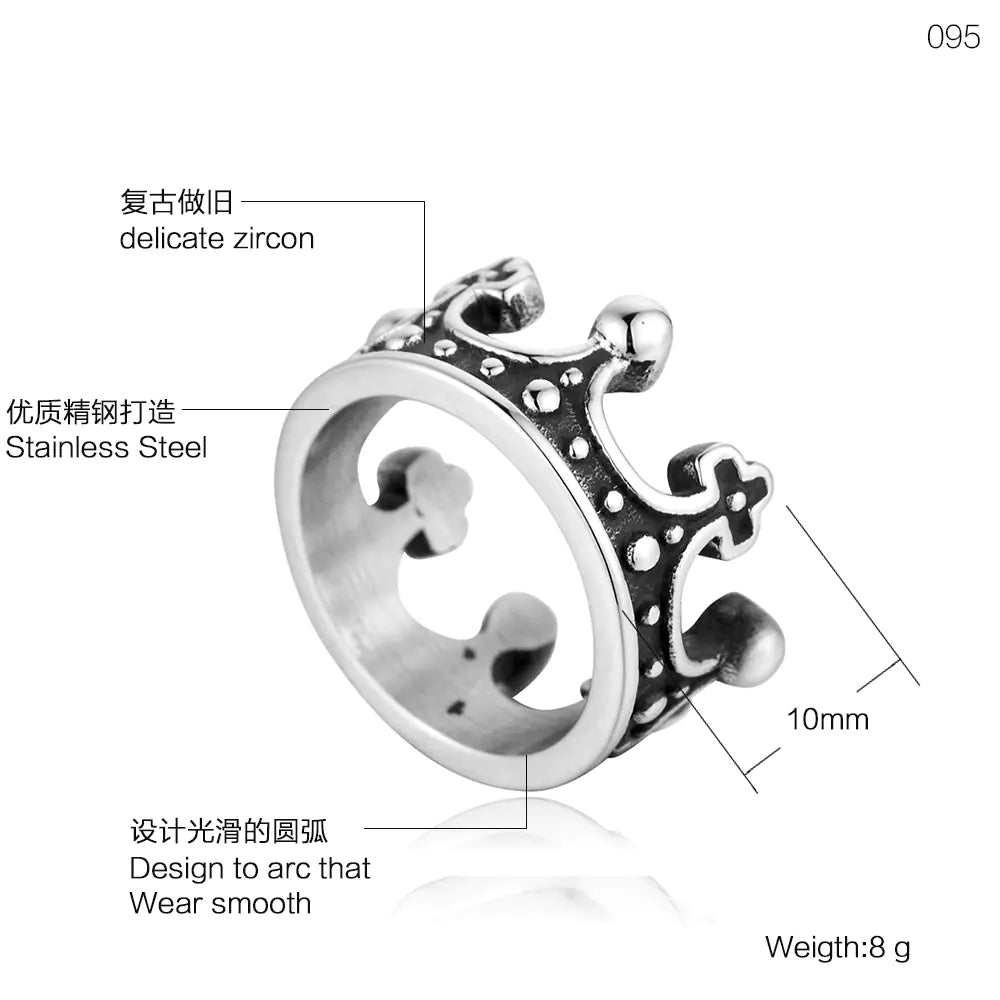 Fashion Titanium Steel Crown Ring - Wholesale HJ-095