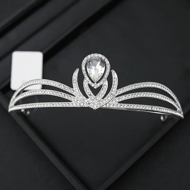 Crown Headpiece with Rhinestones for Weddings and Birthdays