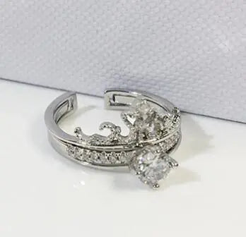 Crown Ring Double Layer, Two-in-One Zirconia Jewelry