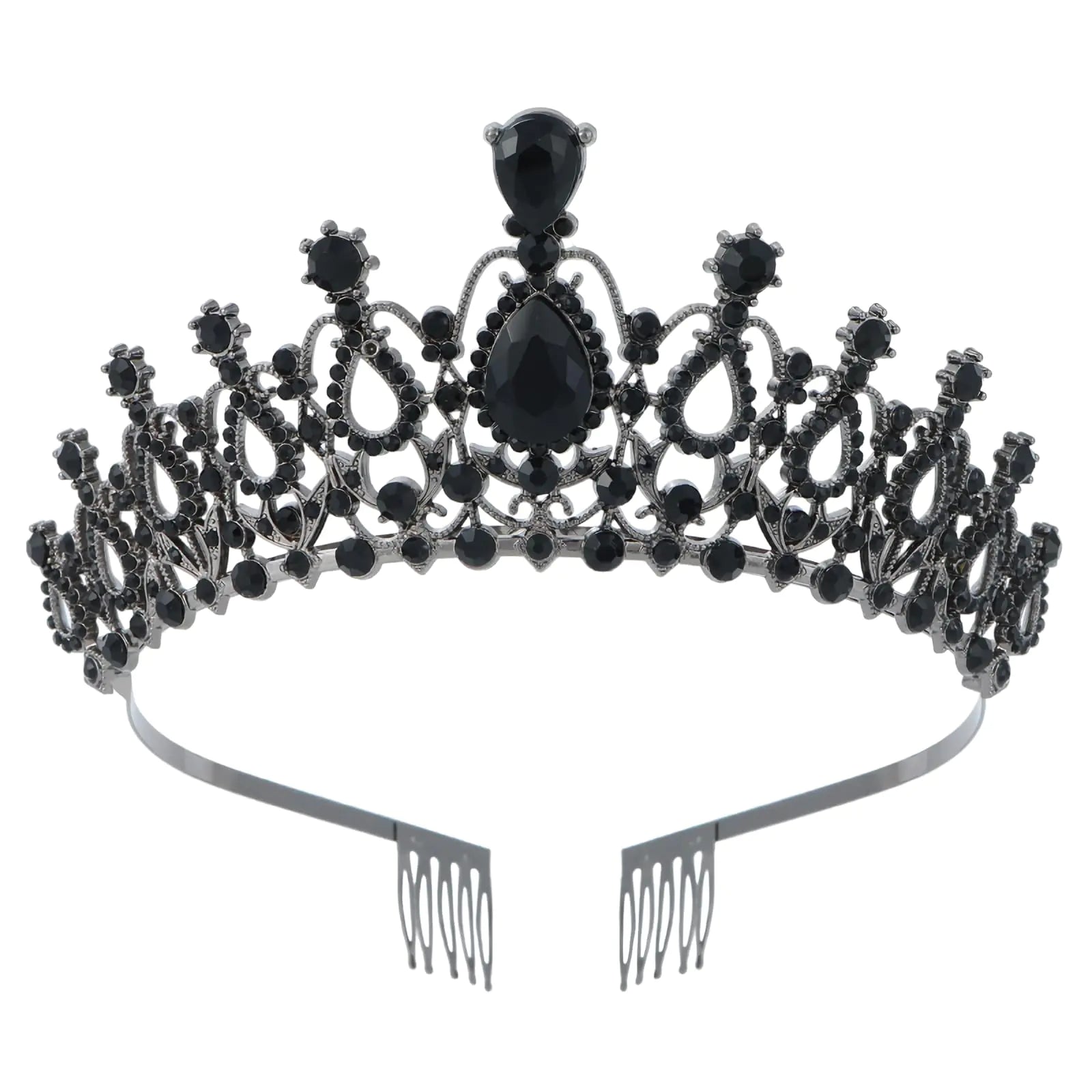 Schmoopy Tiara Crown for Women Crystal Tiara for Bridal Prom Queen Birthday Birthday Party (B-Black)