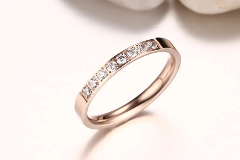3MM Stainless Steel Zircon Ring for Women