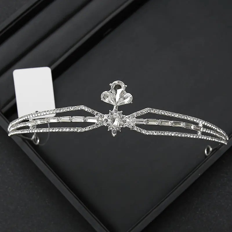 Crown Headpiece with Rhinestones for Weddings and Birthdays
