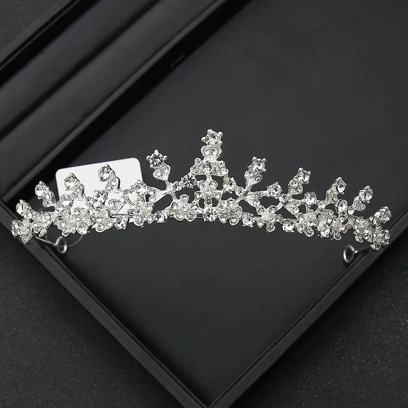 Crown Headpiece with Rhinestones for Weddings and Birthdays