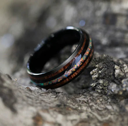 Men's Wide Black Curved Tungsten Steel Ring