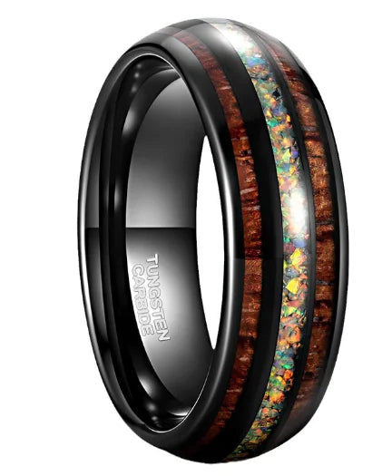 Men's Wide Black Curved Tungsten Steel Ring