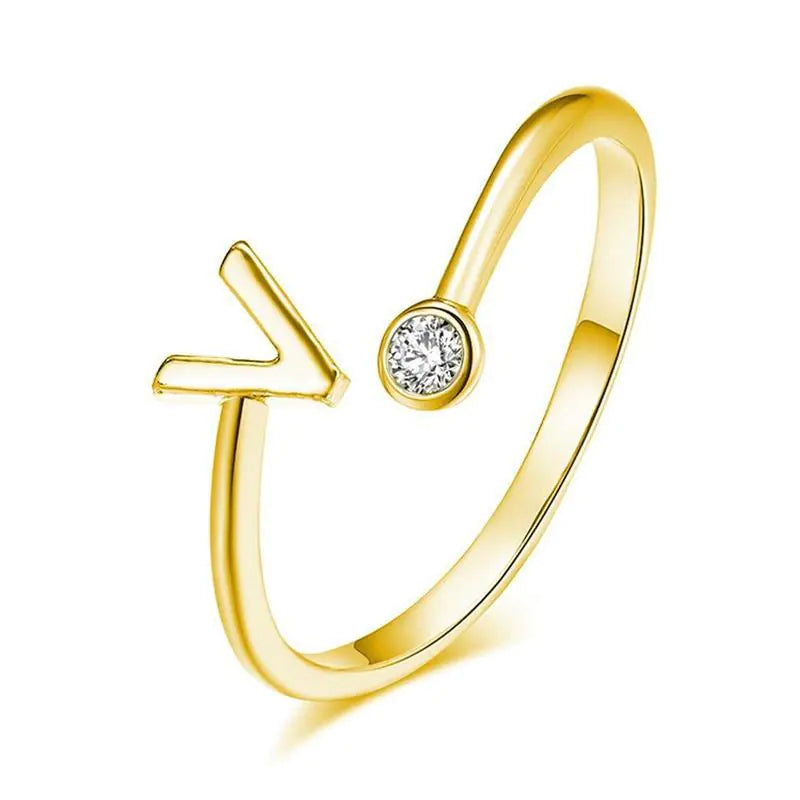 S925 Silver Letter Gold-Plated Ring for Women