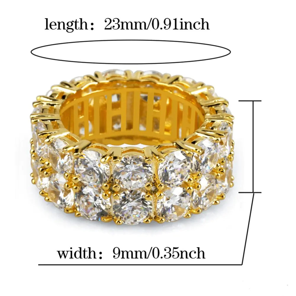 Men's Hip Hop Double Row Zircon Stone Ring
