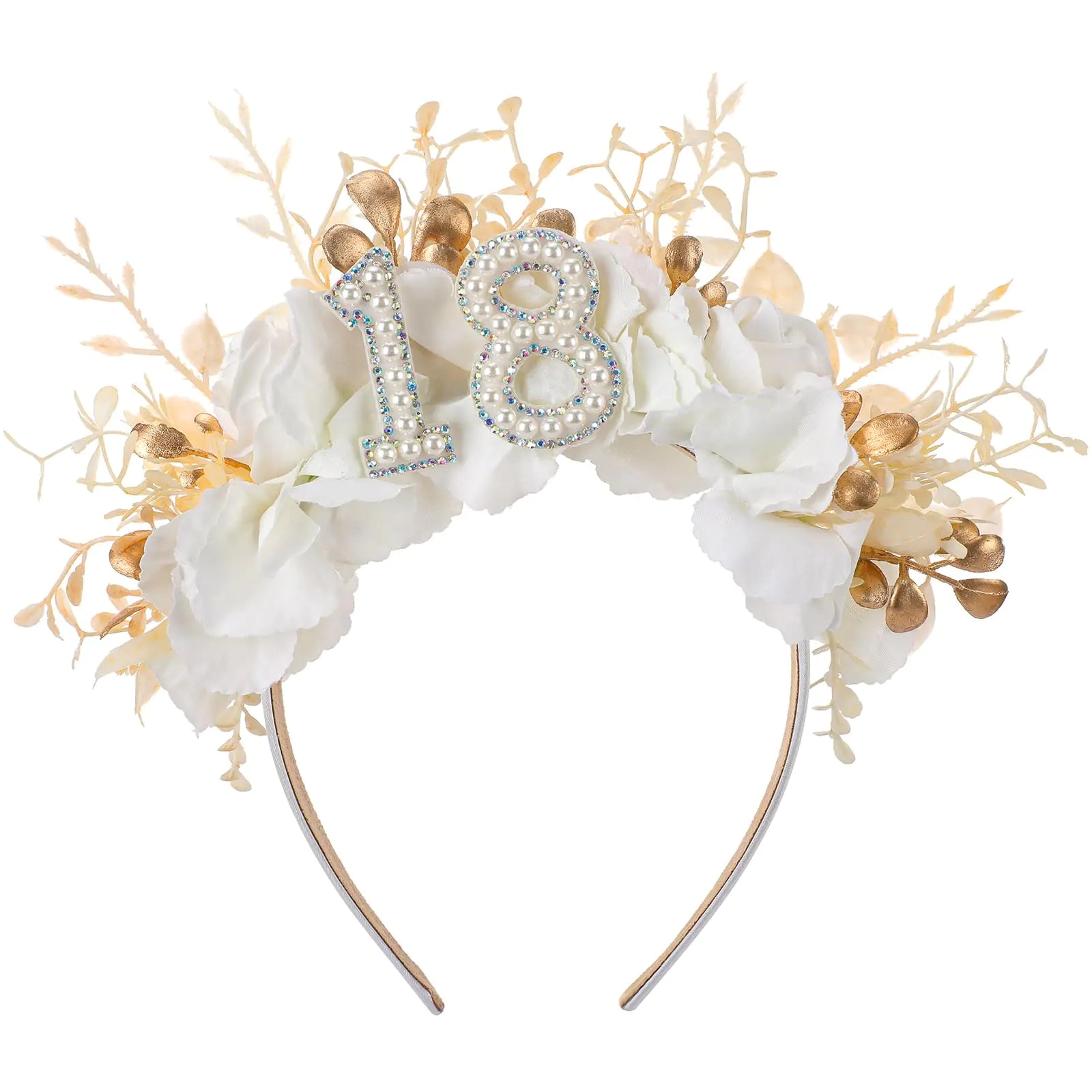 PartyforU 18th Birthday Headband for Adult - 18 Year Old Birthday Crown for Girls Sister Bestie Gifts Party Photo Shoot