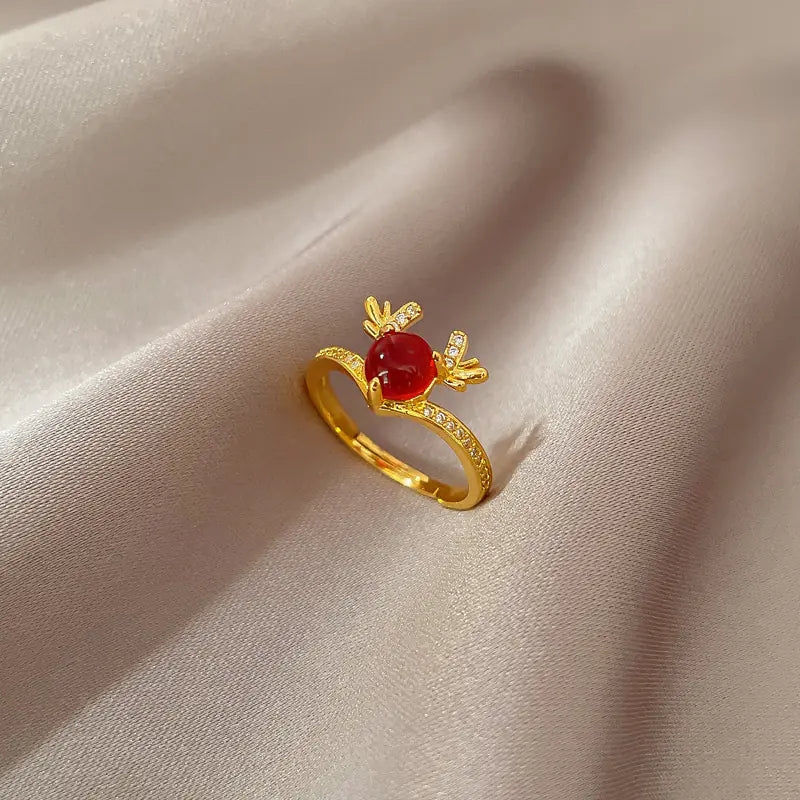 Geometric Design Gold-Plated Diamond Ring for Women