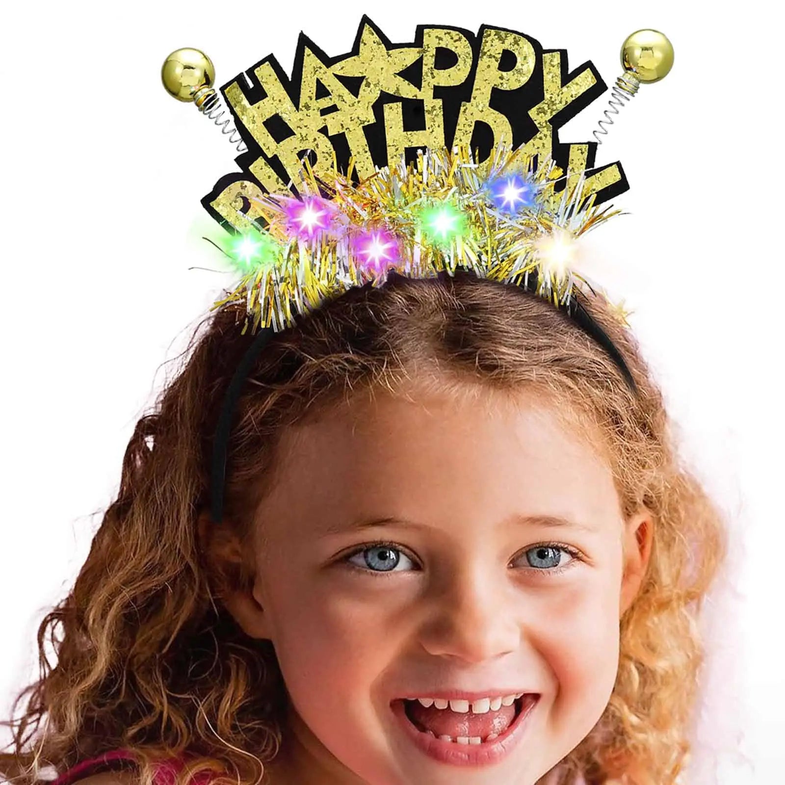 Acenail LED Birthday Crown Headband Light Up Happy Birthday Headband Plastic and Felt Fabric Glowing Birthday Hair Accessories for Women Girls