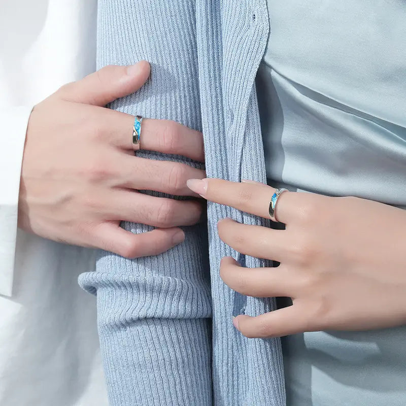 Original Couple Rings in S925 Silver with Enamel Design