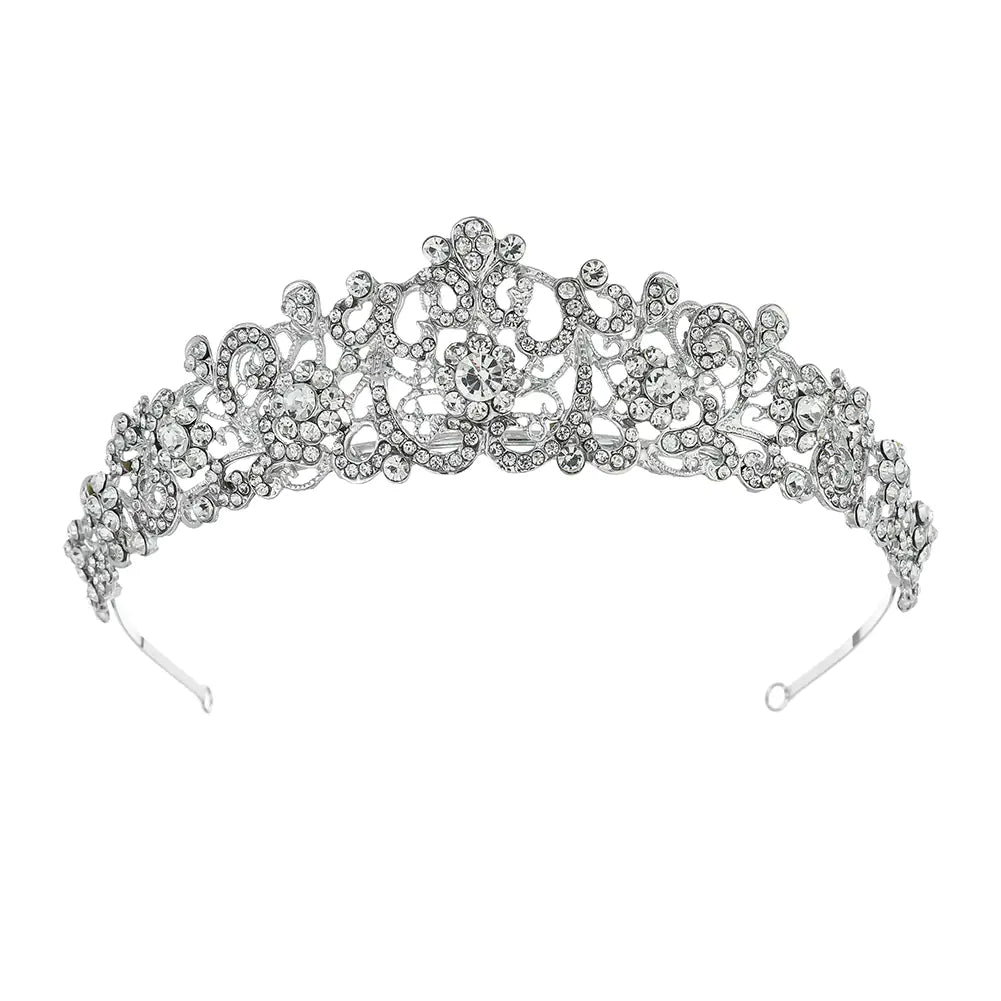 Vintage Baroque Bride Crown with Rhinestones Headband