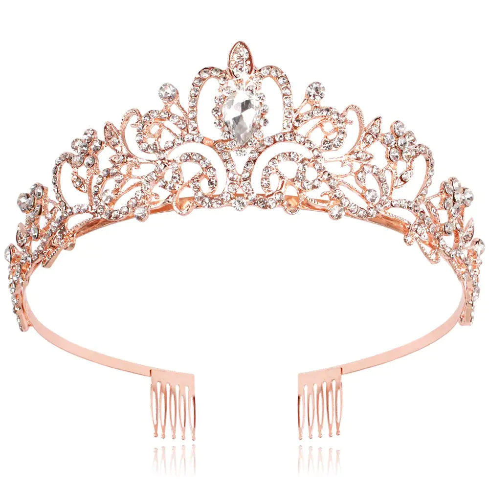 Chanaco Crowns for Women Princess Crown Rose Gold Tiara Headband Tiaras for Women Aurora Crown for Halloween Costume Birthday Wedding