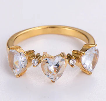 Stainless Steel Heart Ring with Zircon for Women