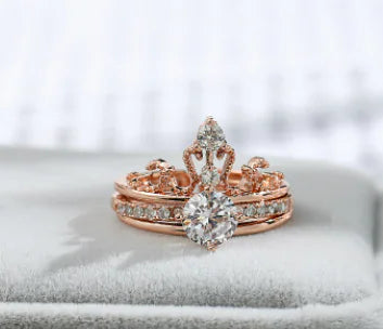 2-in-1 Crown Ring with Zirconia for Couples
